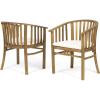Great Deal Furniture Nola Outdoor Wooden Dining Chairs (Set of 2) with Cushions (Set of 2), Dark Gray and Gray Finish(Cream + Teak Finish)