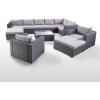 Great Deal Furniture Tom Rosa Outdoor 8 Seater Wicker Sectional Sofa Set with Cushions, Grey with Silver Cushions(Grey/Silver Cushion)