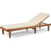 Great Deal Furniture Yvette Outdoor Acacia Wood Chaise Lounge and Cushion Set, Teak and Blue,309787(Cream)