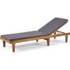Great Deal Furniture Yvette Outdoor Acacia Wood Chaise Lounge and Cushion Set, Teak and Blue,309787(Dark Gray)