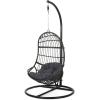Mariah Outdoor Wicker Hanging Chair with Stand, Light Brown and Beige(Gray + Dark Gray + Black)