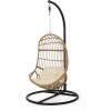 Mariah Outdoor Wicker Hanging Chair with Stand, Light Brown and Beige(Light Brown + Beige + Black)