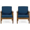 Willowbrook Outdoor Club Chair with Cushion – Acacia Wood – Teak (Set of 2)(Teak)