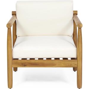 Bonsallo Outdoor Club Chair with Cushions – Acacia Wood – Teak/Cream
