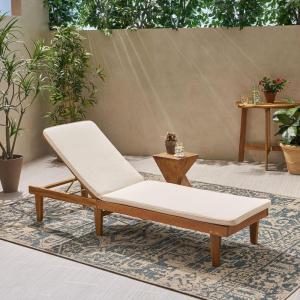 Christopher Knight Home 309780 Shane Chaise Lounge Cushion Outdoor with Removable Cover, Water-Resistant Lounge Chair Cushion 78.75″ L x 23.75″ W x 1.5″ H Cream(Cream)