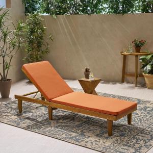 Christopher Knight Home 309780 Shane Chaise Lounge Cushion Outdoor with Removable Cover, Water-Resistant Lounge Chair Cushion 78.75″ L x 23.75″ W x 1.5″ H Cream(Orange)