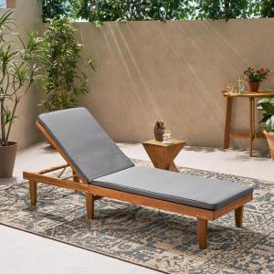 Christopher Knight Home 309780 Shane Chaise Lounge Cushion Outdoor with Removable Cover, Water-Resistant Lounge Chair Cushion 78.75″ L x 23.75″ W x 1.5″ H Cream(Dark Grey)