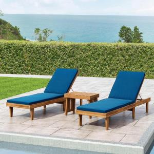 Christopher Knight Home 309786C Shane Chaise Lounge Cushion Outdoor Set of 2 with Removable Cover, 2 Piece Water-Resistant Lounge Chair Cushion 78.75″ L x 23.75″ W x 1.5″ H Orange(Blue)