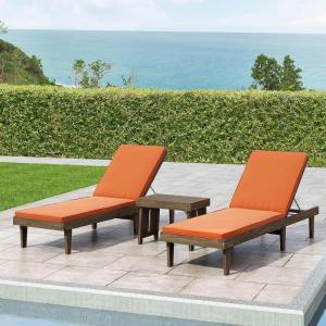 Christopher Knight Home 309786C Shane Chaise Lounge Cushion Outdoor Set of 2 with Removable Cover, 2 Piece Water-Resistant Lounge Chair Cushion 78.75″ L x 23.75″ W x 1.5″ H Orange(Orange)