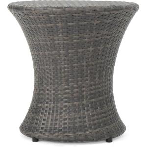 Christopher Knight Home Adriana Outdoor PE Wicker Accent Table, Grey
