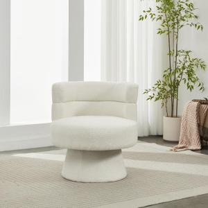 Christopher Knight Home Andree Contemporary 360° Swivel Accent Chair, Boucle Upholstered Swivel Chair, Super Comfort Single Lounge Sofa with Rotation for Living Room/Bedroom/Home Office, Cream White