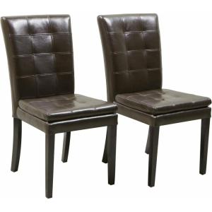 Christopher Knight Home Badin Mid-Century Modern Upholstered Dining Chair Set of 2, Wooden Kitchen Armless Chair, High Back Slipper Chair with Padded Seat, Charcoal Grey(Brown)