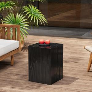 Christopher Knight Home Bard 33.75″ Square Living Room Side Table, Wood-Like Distressed Finish End Table, Decorative Accent Table for Indoor Outdoor Usage, Space Saving Furniture, Natural(Black)