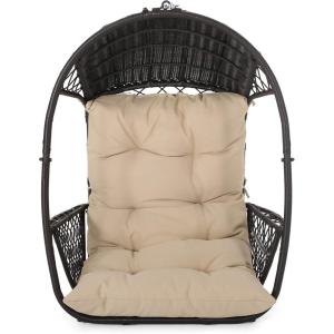 Christopher Knight Home Becky Wicker Hanging Chair with Cushion (Stand Not Included), Brown, Tan(Brown  Tan)