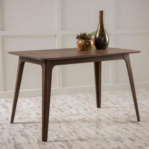 Christopher Knight Home Bengi Mid – Century Modern Dining Table for 4 People, Rubberwood Kitchen Table with Faux Wood Tabletop, Compact Rectangular Dinner Furniture for Dining Room, Black(Natural Walnut Finish)