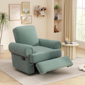 Christopher Knight Home Besty Chenille Upholstered Swivel Recliner Chair, Wooden Swivel Accent Chair with Adjustable Backrest, Super Comfort Rocker Recliner Sofa for Living Room/Bedroom, Mint Green(Mint Green)