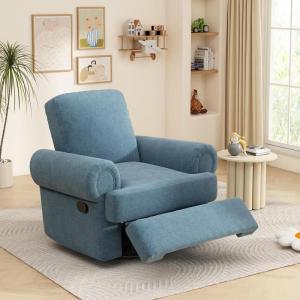 Christopher Knight Home Besty Chenille Upholstered Swivel Recliner Chair, Wooden Swivel Accent Chair with Adjustable Backrest, Super Comfort Rocker Recliner Sofa for Living Room/Bedroom, Mint Green(Sky Blue)