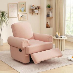 Christopher Knight Home Besty Chenille Upholstered Swivel Recliner Chair, Wooden Swivel Accent Chair with Adjustable Backrest, Super Comfort Rocker Recliner Sofa for Living Room/Bedroom, Mint Green(Pink)