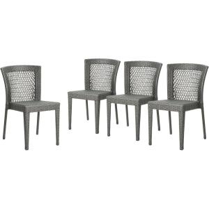 Christopher Knight Home Bonnie Outdoor Wicker Dining Chairs (Set of 4), Grey