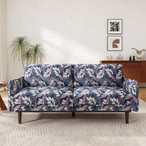 Christopher Knight Home Brena Modern Chenille Upholstered Loveseat Sofa, Wooden 2 Seater Sofa Couch with Deep Seat, Comfy Cloud Couch for Living Room, Bedroom, Home Office, Green+White(Blue+white)