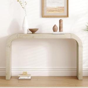 Christopher Knight Home Burchet Modern Console Table with Curved-Edge, Wooden Entryway Table, Indoor Accent Table for Living Room, MDF Wood Display Table for Hallway, Home Decoration, Natural(Natural)