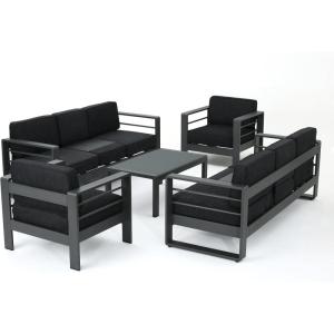 Christopher Knight Home Cape Coral Outdoor Grey Aluminum 5 Piece Conversation Set with Water Resistant Cushions