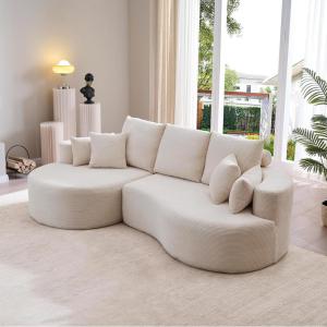 Christopher Knight Home Carden 106″ Curved Modular Sectional Sofa, Fabric Upholstered Comfy Sofa Couch with Chaise Lounge, Modern Cloud Couch with Deep Seat, No Assembly Required, Browish Orange(Whitecap)