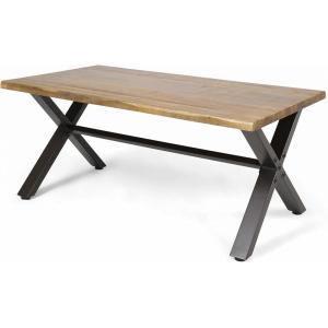 Christopher Knight Home Carlisle Outdoor Acacia Wood Coffee Table, Sandblast/Rustic Metal(Black and Brown)