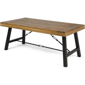 Christopher Knight Home Carlisle Outdoor Acacia Wood Coffee Table, Sandblast/Rustic Metal(Brown and Black)