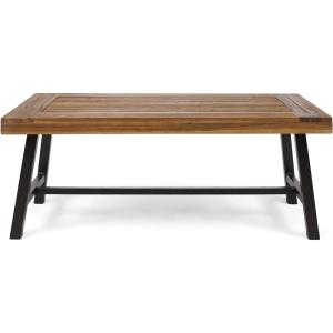 Christopher Knight Home Carlisle Outdoor Acacia Wood Coffee Table, Sandblast/Rustic Metal(Carlisl sandblast/Rustic Metal)