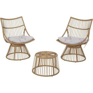 Christopher Knight Home Caryl Chat Set, Light Brown + Beige
