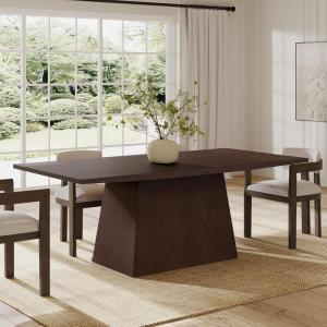 Christopher Knight Home Coadz 82 inch Wooden Dining Table, Modern Rectangular Kitchen Dinner Table for 6-8 People, Pedestal Wooden Dining Furniture for Kitchen Office Conference Room, Espresso Brown(Espresso)