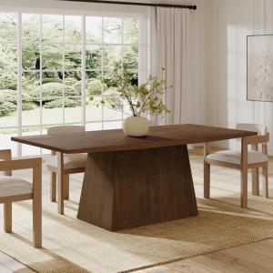 Christopher Knight Home Coadz 82 inch Wooden Dining Table, Modern Rectangular Kitchen Dinner Table for 6-8 People, Pedestal Wooden Dining Furniture for Kitchen Office Conference Room, Espresso Brown(Walnut)