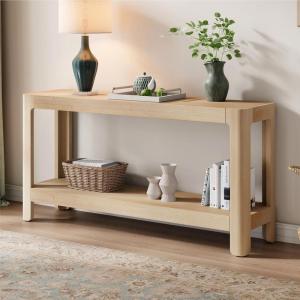 Christopher Knight Home Culver Classic Wood Console Table, Narrow Entryway Table for Hallway, Modern Rectangular Sofa Table Behind The Couch,Living Room Farmhouse Accent Table with Bottom Shelf,Black(Natural)