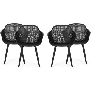 Christopher Knight Home Davina Outdoor Dining Chair (Set of 4), Yellow(Black)