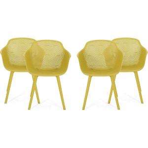 Christopher Knight Home Davina Outdoor Dining Chair (Set of 4), Yellow(Yellow)