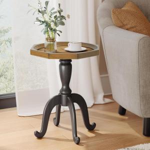 Christopher Knight Home Elizabeth 25″ Small End Table with Spider Leg, Living Room Side Table, Accent Table with Lipped Tabletop, French Country Furniture, Wooden Small Coffee Table, Black + Natural(Black + Natural)