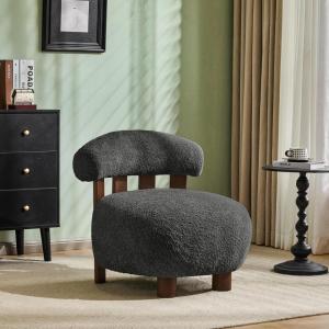 Christopher Knight Home Elvina Boucle Fabric Accent Chair, Solid Wood Single Lounge Sofa, Bedroom Comfy Reading Chair, for Modern Minimalist Style Living Room/Home Office, Olive Green(Dark Gray)