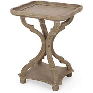 Christopher Knight Home Eudora 25″ Small End Table, Hourglass Design Accent Table with Lipped Tabletop, French Country Furniture, Wooden Small Coffee Table, Living Room Side Table, Black + Natural(Natural)