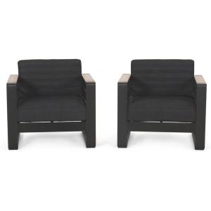 Christopher Knight Home Giovanna Outdoor Club Chair, Black + Natural + Dark Gray