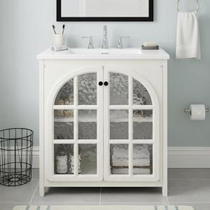 Christopher Knight Home Grele 31″ Vintage Bathroom Vanity with Sink Combo, Modern Freestanding Bathroom Sink Cabinet with Adjustable Shelf, Bathroom Storage Cabinet with Sink Combo Set, Antique White(Antique White)