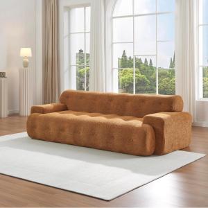 Christopher Knight Home Gumi Modern Fabric Upholstered 3 Seater Sofa Couch, Oversized Boneless Couch for Living Room, Comfy Cloud Sofa for Bedroom, Home Office, No Assembly Required, Brownish Orange(Brownish Orange)