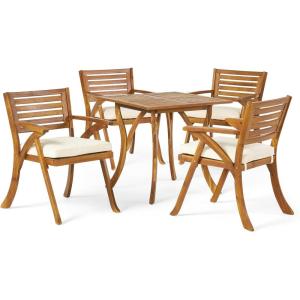 Christopher Knight Home Hermosa Acacia Wood Dining Set, 5-Pcs Set, Teak Finish