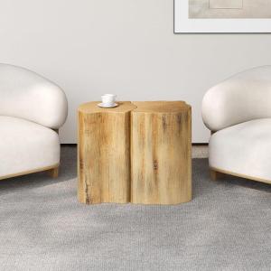 Christopher Knight Home Josh Outdoor Side Table, Decorative Accent Table for Patio Balcony Pool Side, 2-in-1Irregular MGO End Table, Indoor Outdoor Usage, Wood Like Texture, Split Design, Black(Natural)