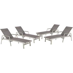 Christopher Knight Home Joy Outdoor Mesh and Aluminum Chaise Lounge (Set of 4), Gray(Grey)