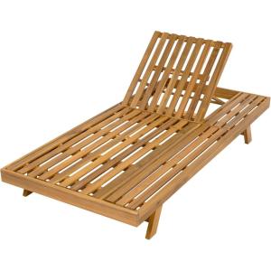 Christopher Knight Home Kayes Chaise Lounge Chair Outdoor, Acacia Wood Poolside Sun Lounger, 79” Patio Recliner Chair, Adjustable Backrest Single Lounge Sofa for Garden Backyard, Teak (Frame Only)(Teak frame Only)