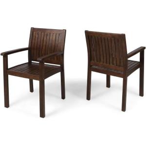 Christopher Knight Home Kylan Outdoor Acacia Wood Dining Chairs (Set of 2), Dark Brown Finish