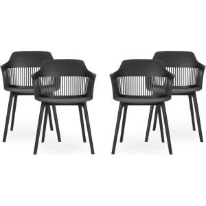 Christopher Knight Home Ladonna Outdoor Dining Chair (Set of 4), Black