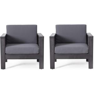 Christopher Knight Home Louver Club Chairs, Dark Gray(Dark Gray)