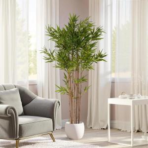 Christopher Knight Home Luke 63”H Pre-Potted Artificial Tree Indoor, Artificial Ficus with Nursery Pot, Faux Tree with Natural Wood Trunk for Home Office Decor, 1pcs with Black Plastic Pot, Green(Green/70”h)